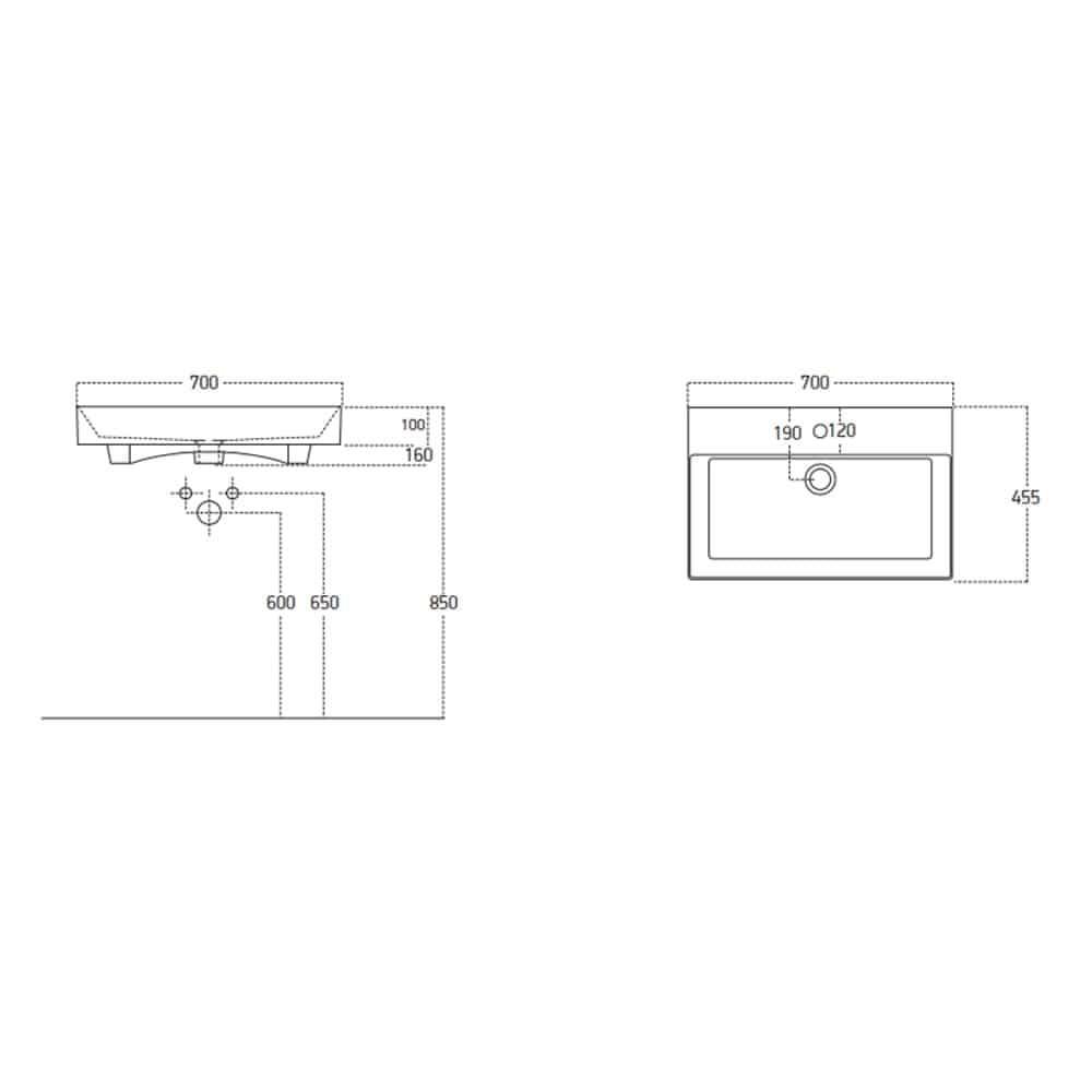 Dulap Napoli Duo alb cu lavoar Stance 700 5