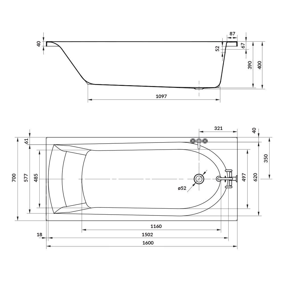 Cersanit Iva 1600х700mm 4